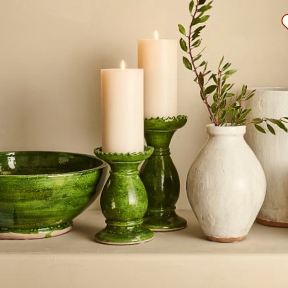 Pottery Barn Accents Pottery Barn Hunter Green Ceramic Candle